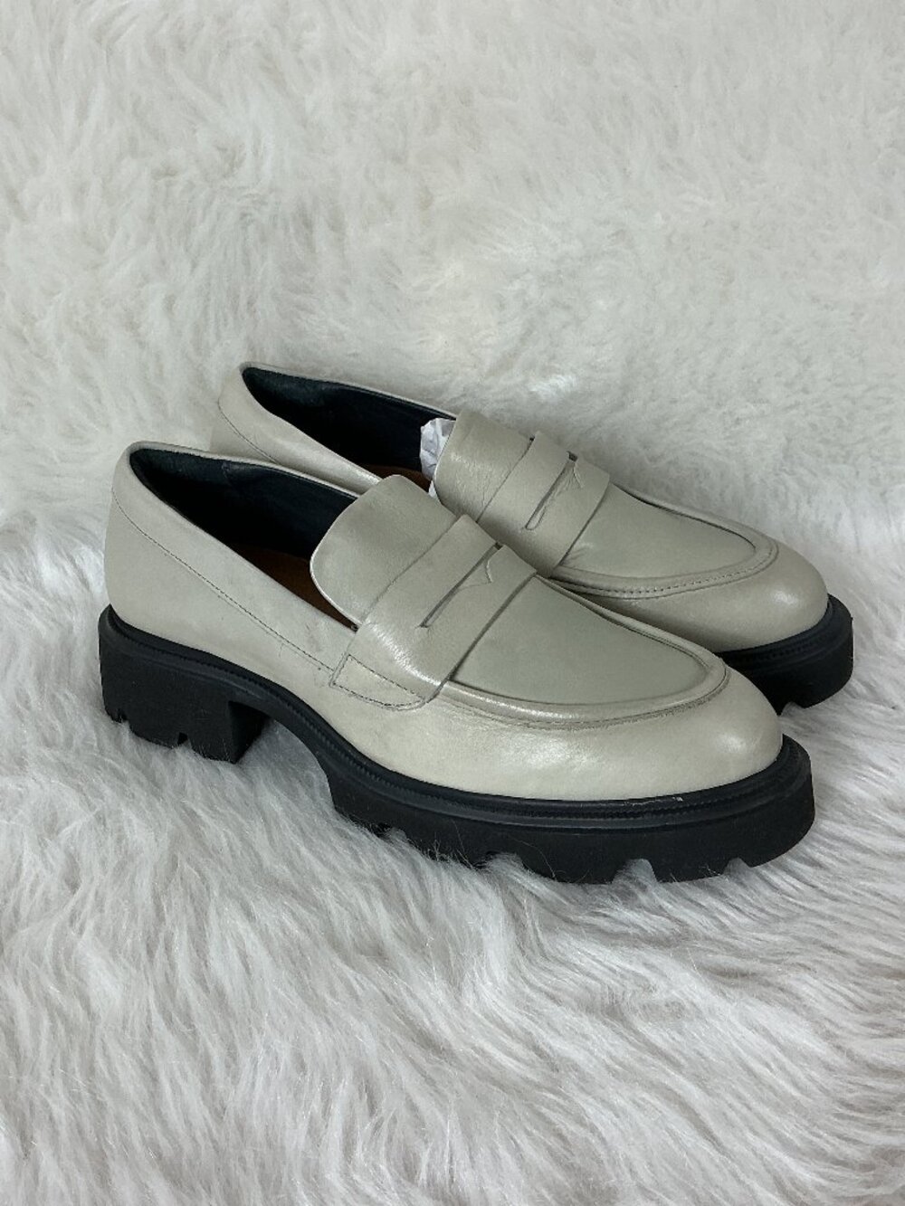Miz Mooz Gray Leather Toni Lug Sole Penny Loafer EU 41 US 9.5 - 10
